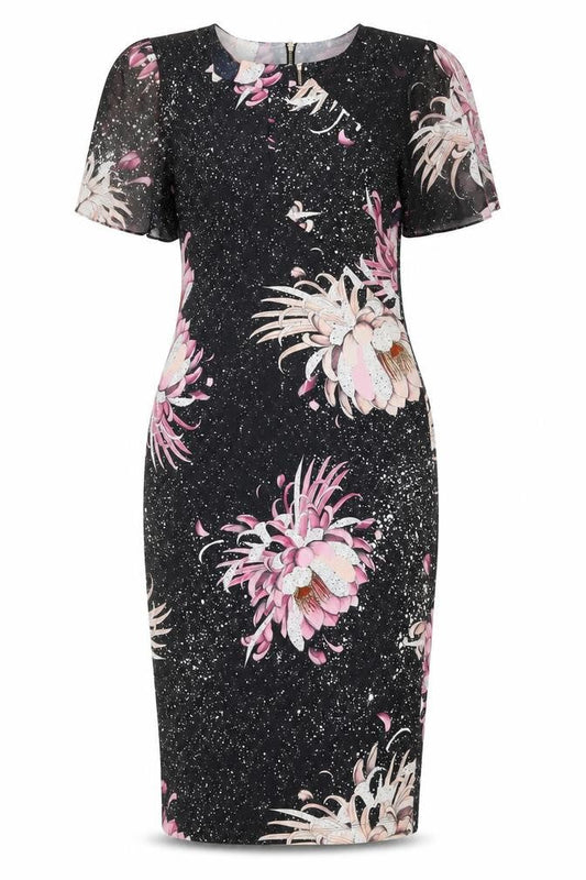 Next Women's Black Floral Bodycon Dress Size 12