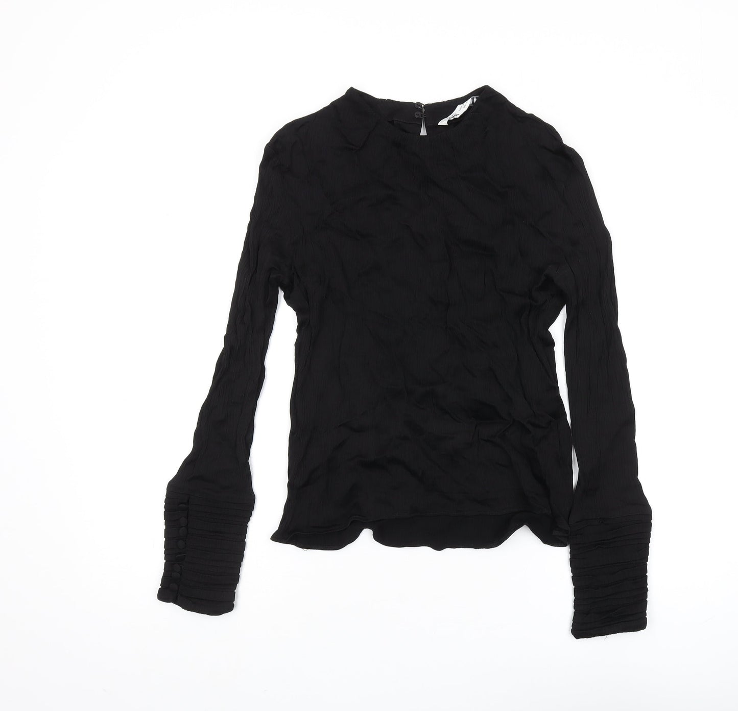 Zara Women Black Basic High Neck Blouse 2XS