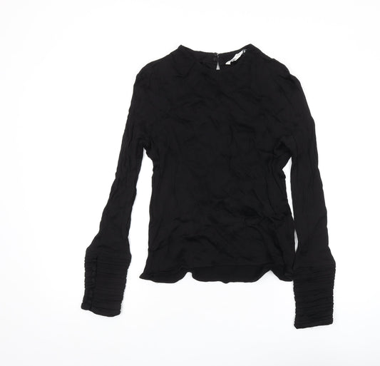 Zara Women Black Basic High Neck Blouse 2XS