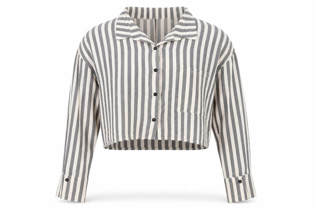 Boohoo Women's Multicoloured Striped Cropped Blouse Size 16