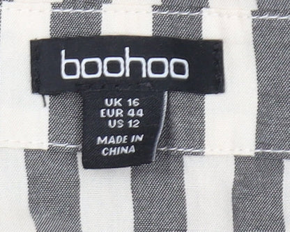 Boohoo Women's Multicoloured Striped Cropped Blouse Size 16