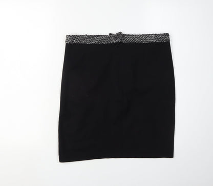 Back view of Oui Women's Black Grey Zip Pencil Skirt, size 12