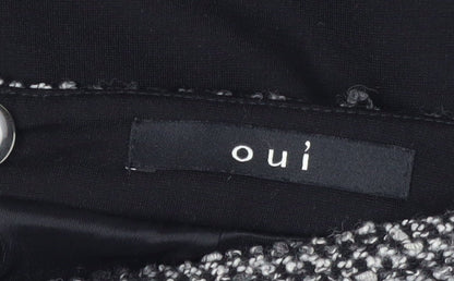 Close-up detail of Oui Women's Black Grey Zip Pencil Skirt, size 12
