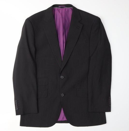 Jacamo Black Striped Suit Jacket, Men’s Size 38, Formal