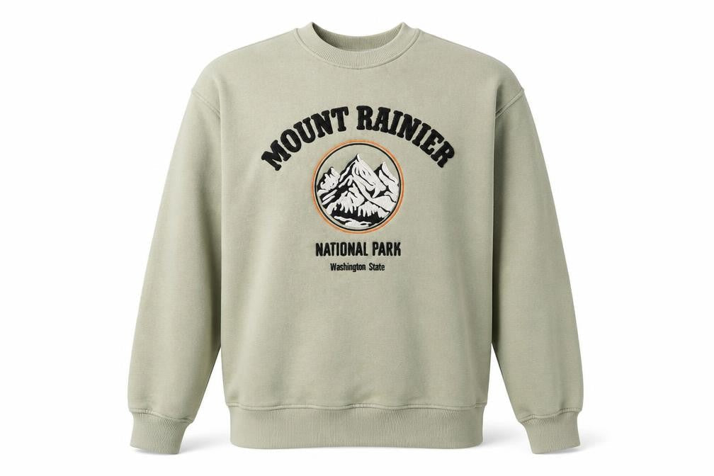 Mount Rainer Unisex Beige Crew Neck Sweatshirt XS Pullover Graphic