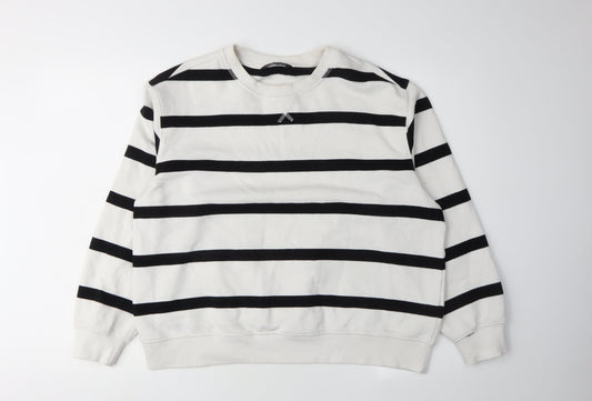 Marks and Spencer Women Ivory Striped Pullover Sweatshirt Size 14