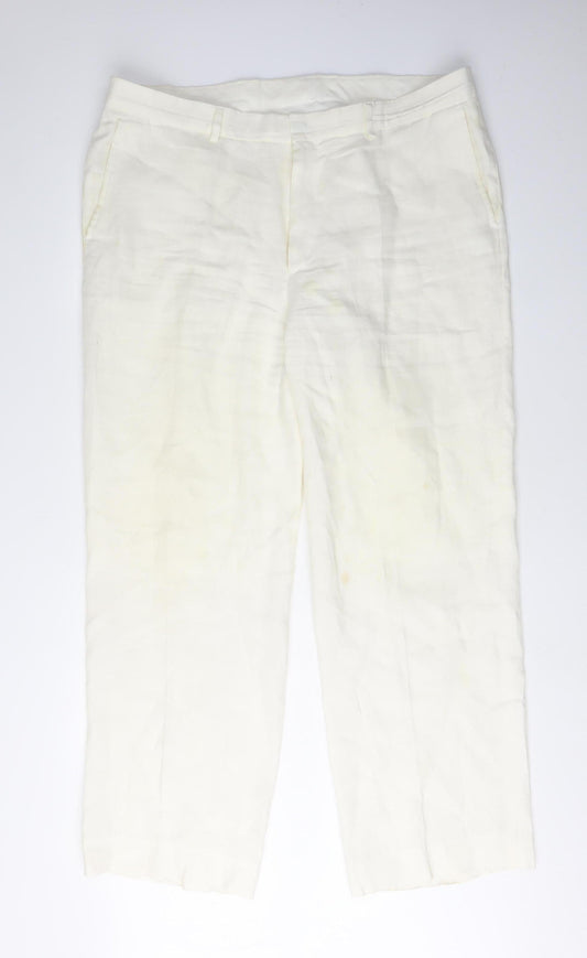 Ivory Women's Linen Trousers in Classic Fit