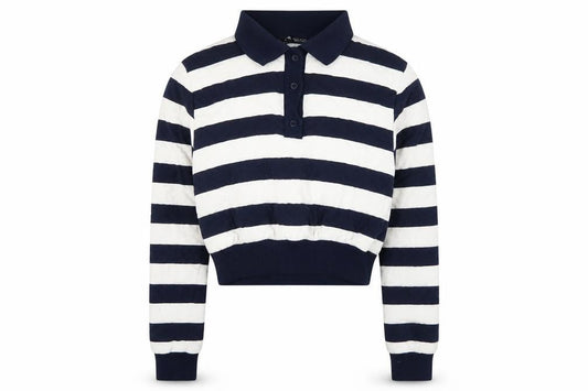 Zara Women's Blue Striped Henley Sweatshirt S