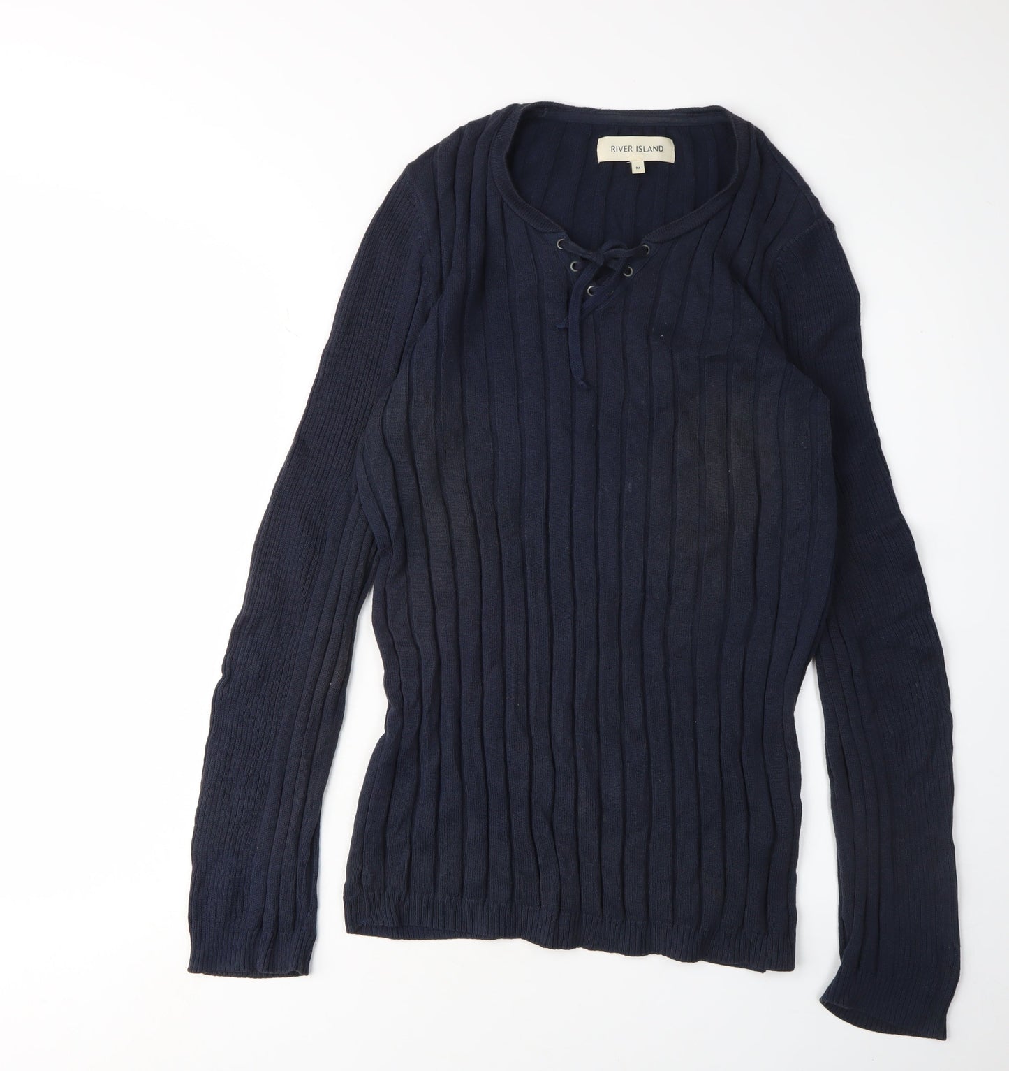 River Island Women's Blue Cable Knit Pullover Jumper M