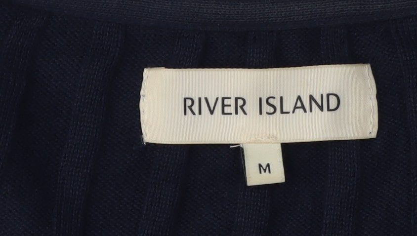 River Island Women's Blue Cable Knit Pullover Jumper M