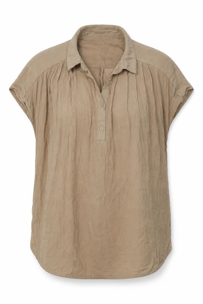 Promod Women's Beige Short Sleeve Blouse Size 10