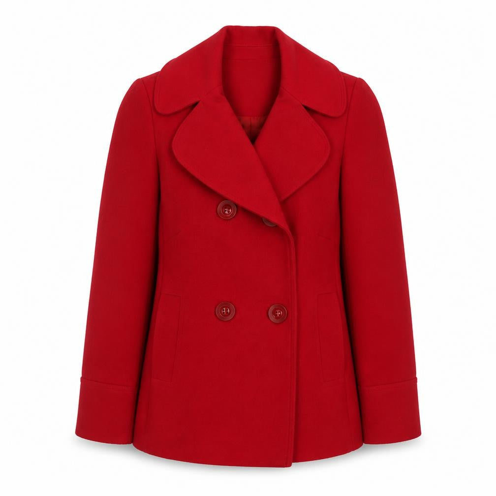 Kesta London Women's Red Pea Coat, Size 8, Buttoned Style