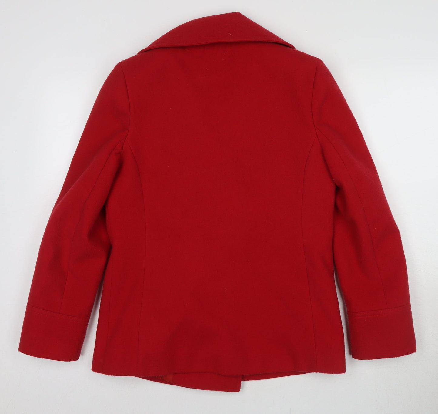 Kesta London Women's Red Pea Coat, Size 8, Buttoned Style