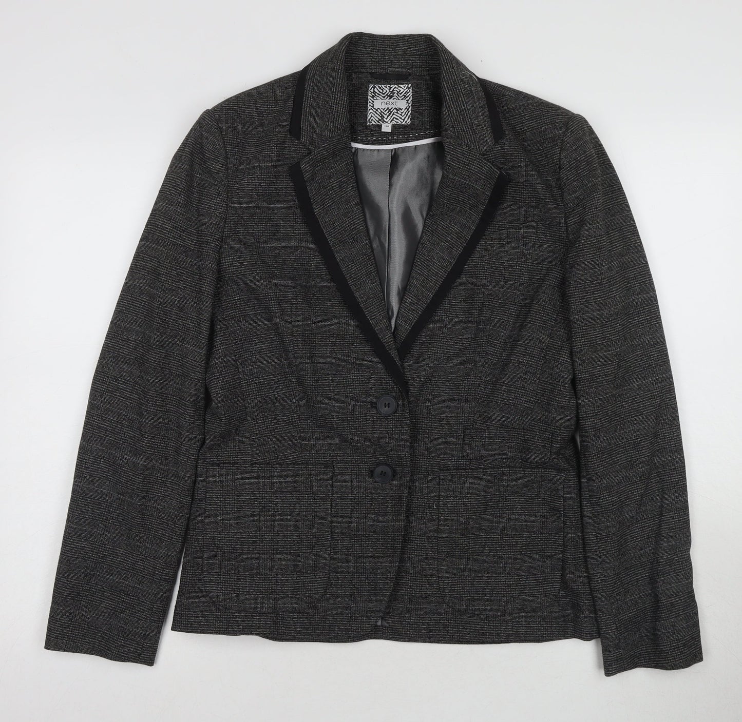 Next Women's Black Blazer Size 12 Classic Checked