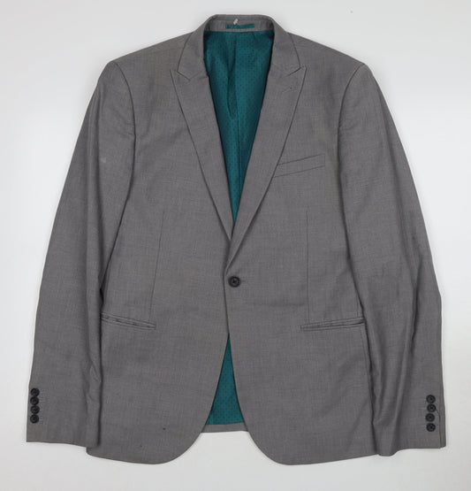 Next Men's Grey Suit Jacket, Size 42L, Business, Two-Button