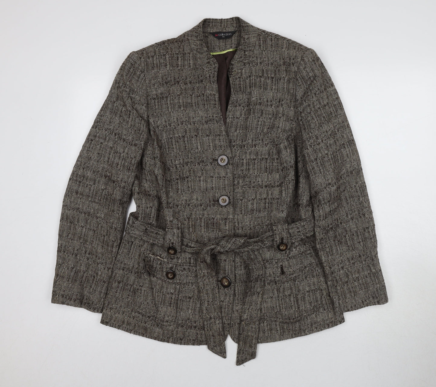 Bm Collection Women's Brown Military Blazer Size 14