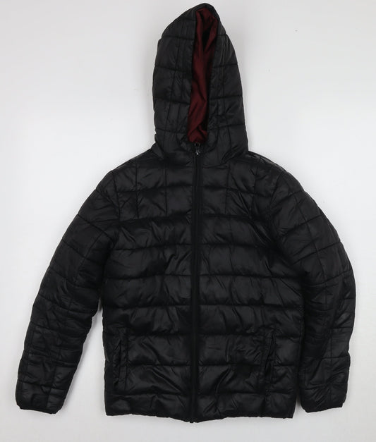 Essentiel Boys Black Puffer Jacket 11-12 Years Hooded