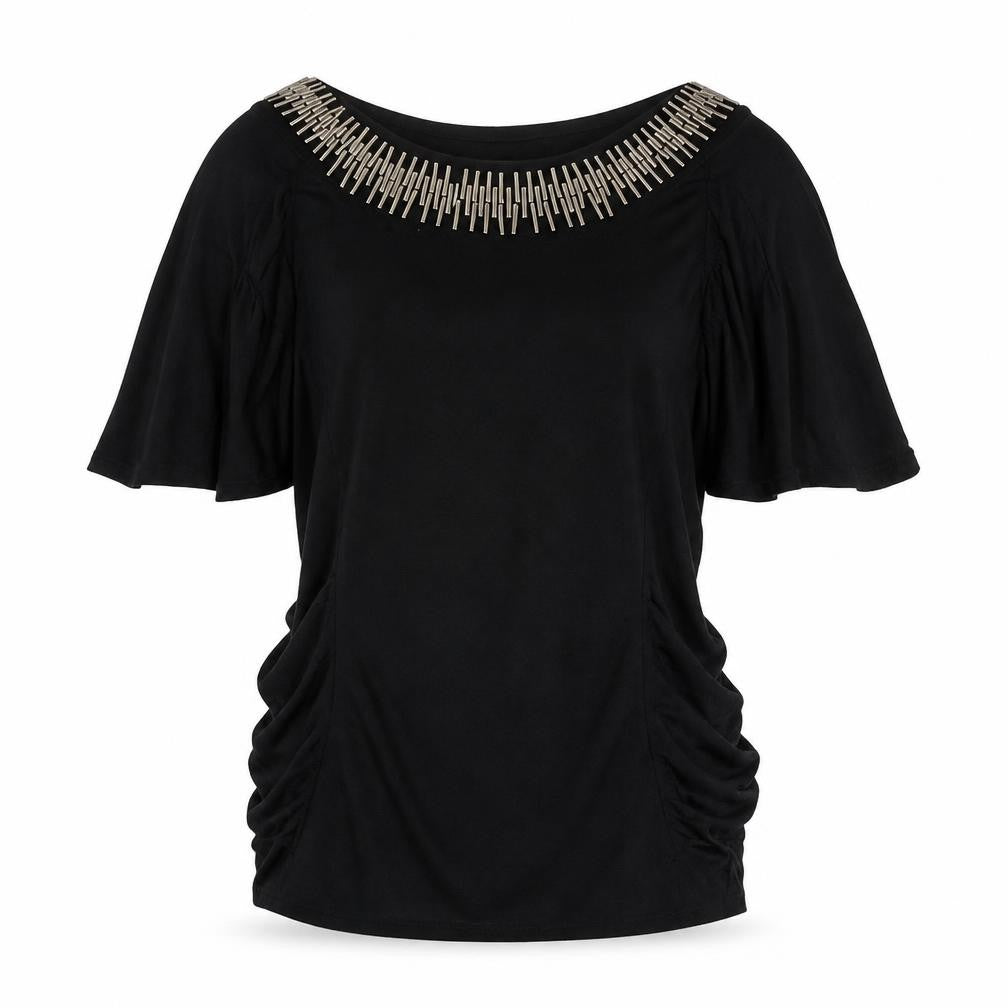 Pussycat London Women's Black Studded Blouse - M