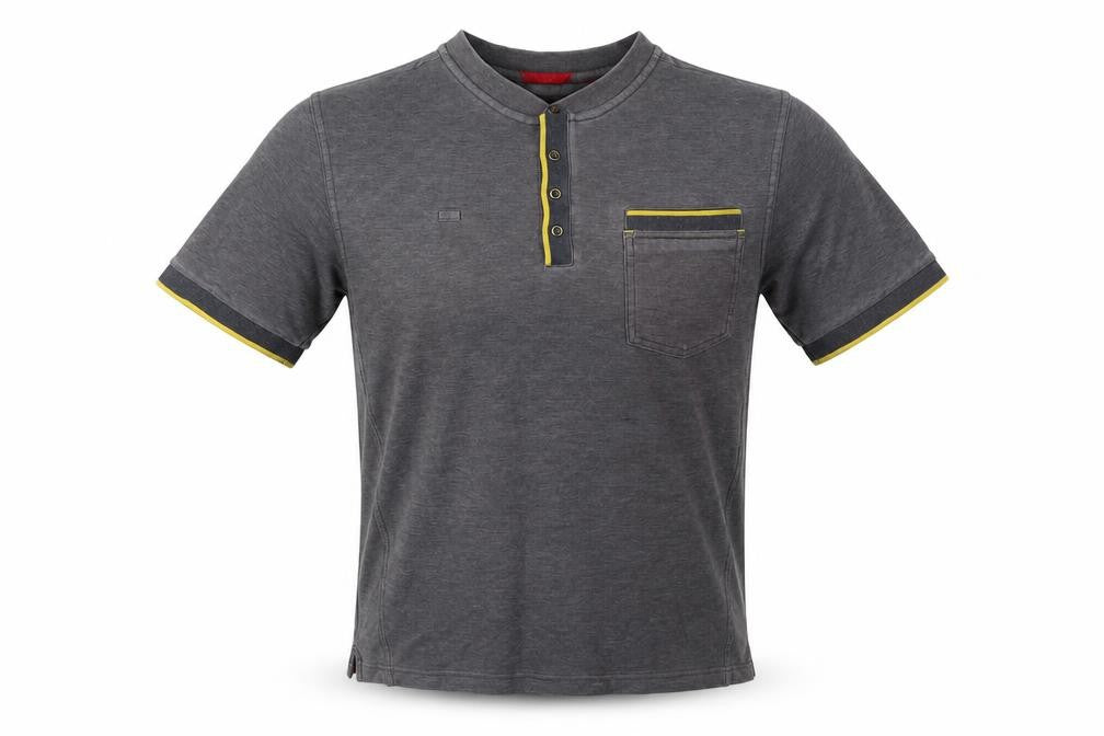 Dimensions Men's Grey Henley T-Shirt, Size M