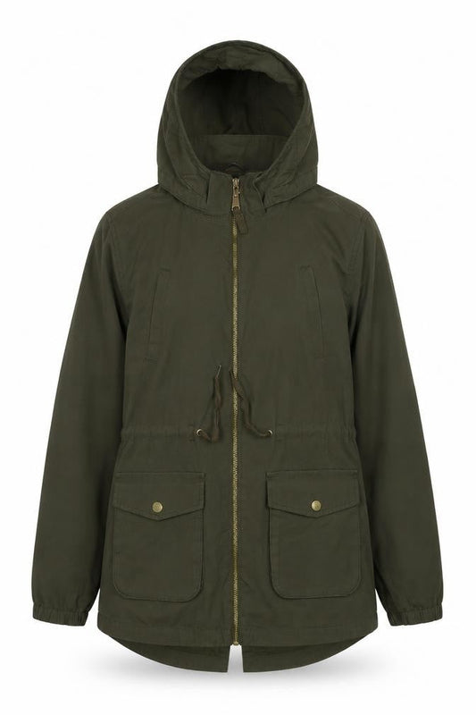 H&M Girls Green Parka Jacket with Hood Size 12-13 Years