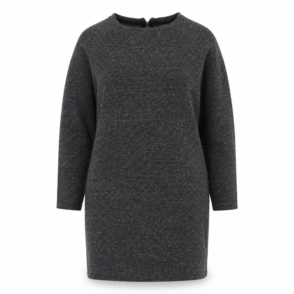 Topshop Women's Grey Shift Dress Size 8 Long Sleeve