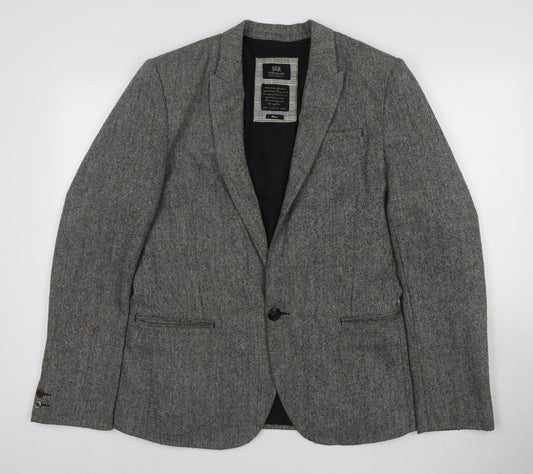 River Island Men's Grey Blazer L Notch Lapel