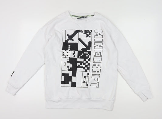 Minecraft Unisex Kids White Pullover Sweatshirt 13-14 Years