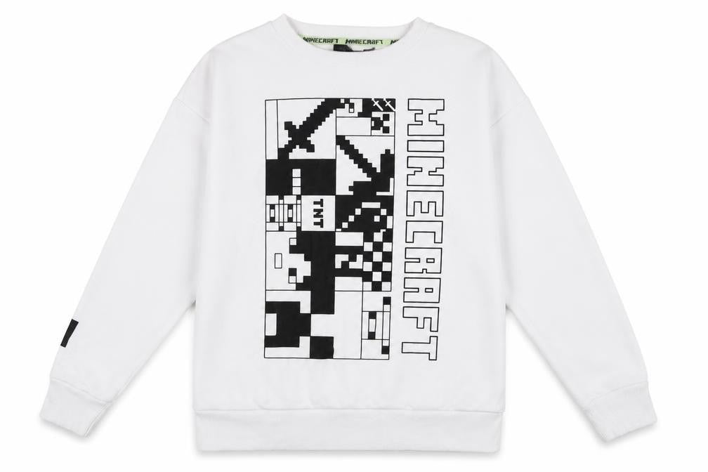 Minecraft Unisex Kids White Pullover Sweatshirt 13-14 Years