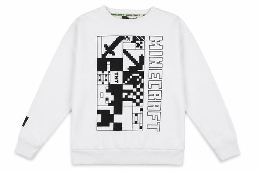 Minecraft Unisex Kids White Pullover Sweatshirt 13-14 Years