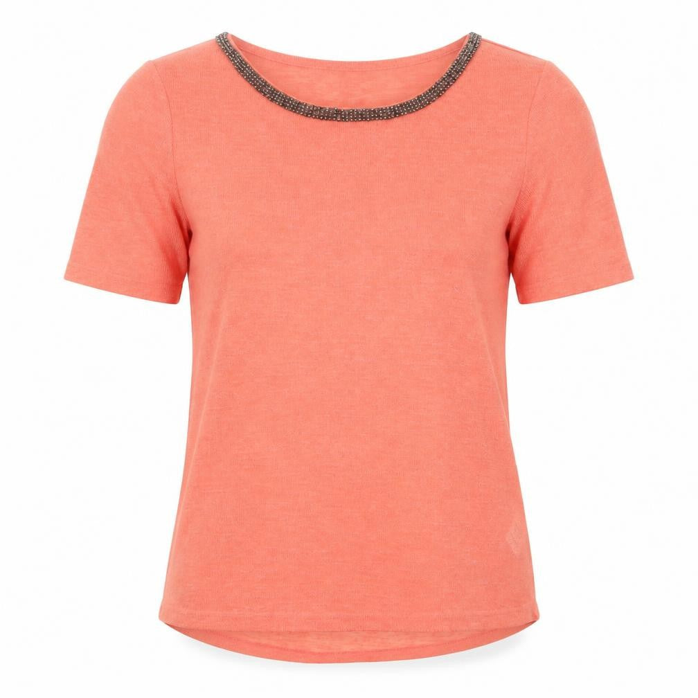 Red Herring Women's Pink Beaded Neck Top, Size 12