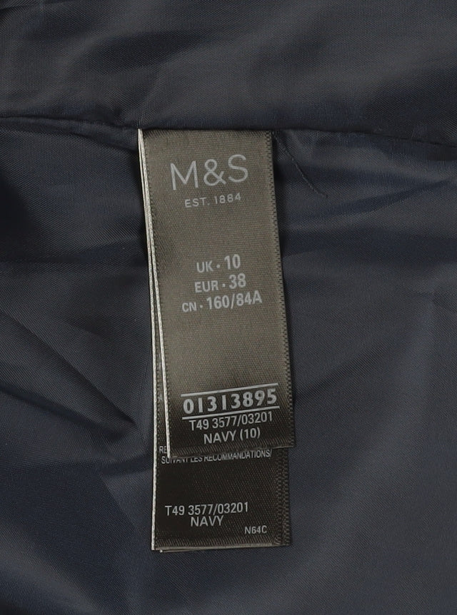 Marks and Spencer Women's Blue Puffer Jacket Size 10 - Winter Essential