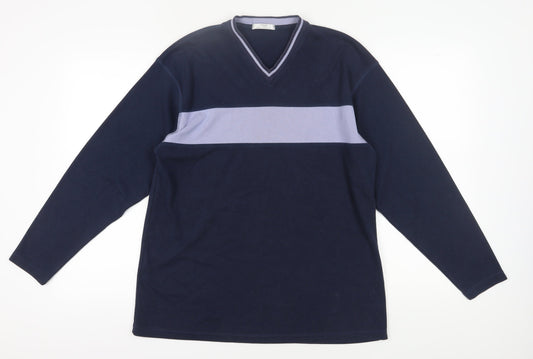 Marks and Spencer Men's Blue V-Neck Pullover Sweatshirt M