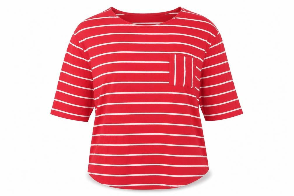 Capsule Women's Plus Red Striped Basic T-Shirt