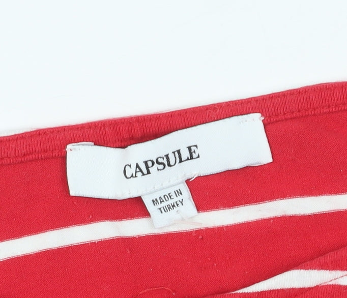 Capsule Women's Plus Red Striped Basic T-Shirt