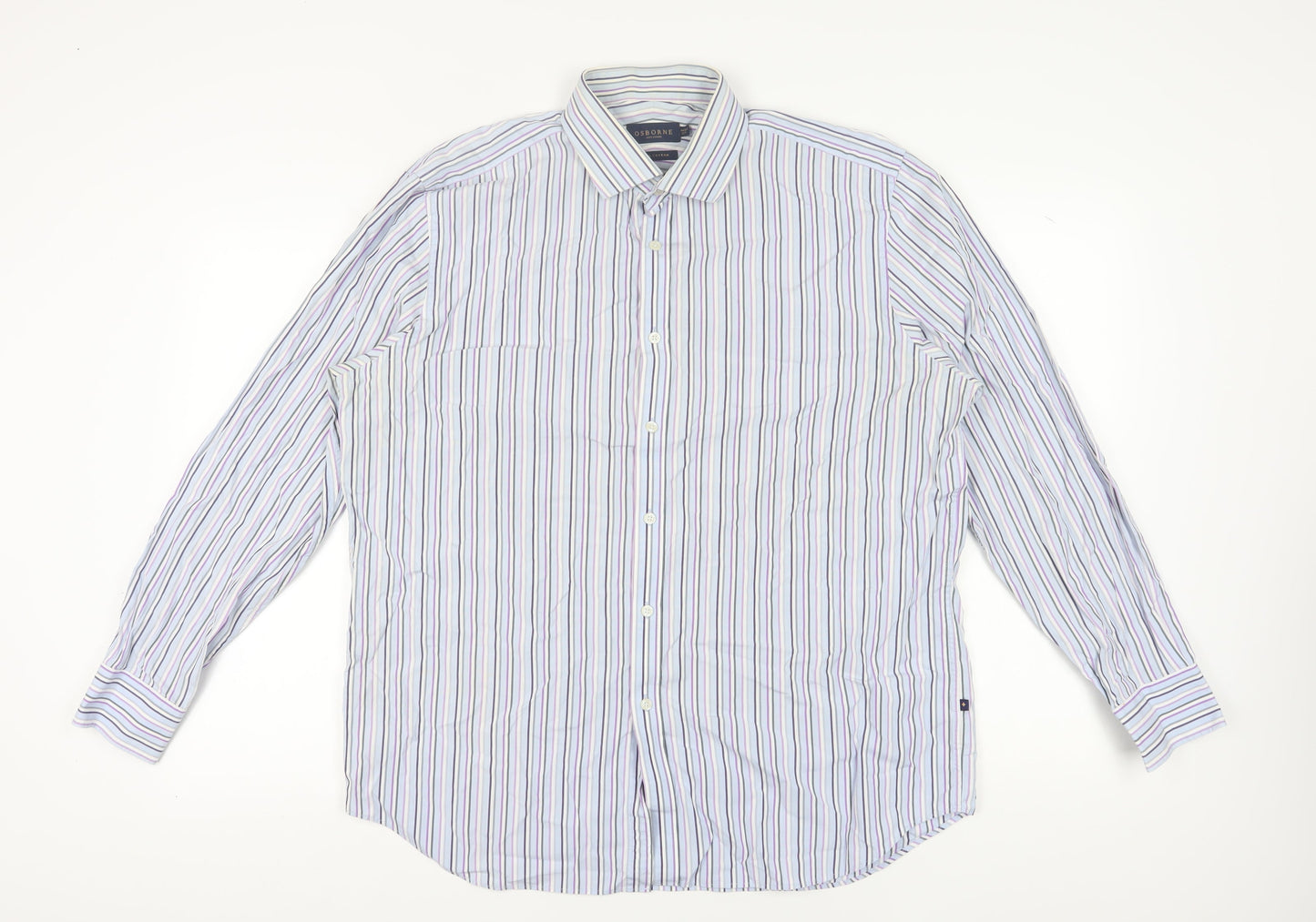 Osborne Men's Multicoloured Striped Shirt, Size 17.5