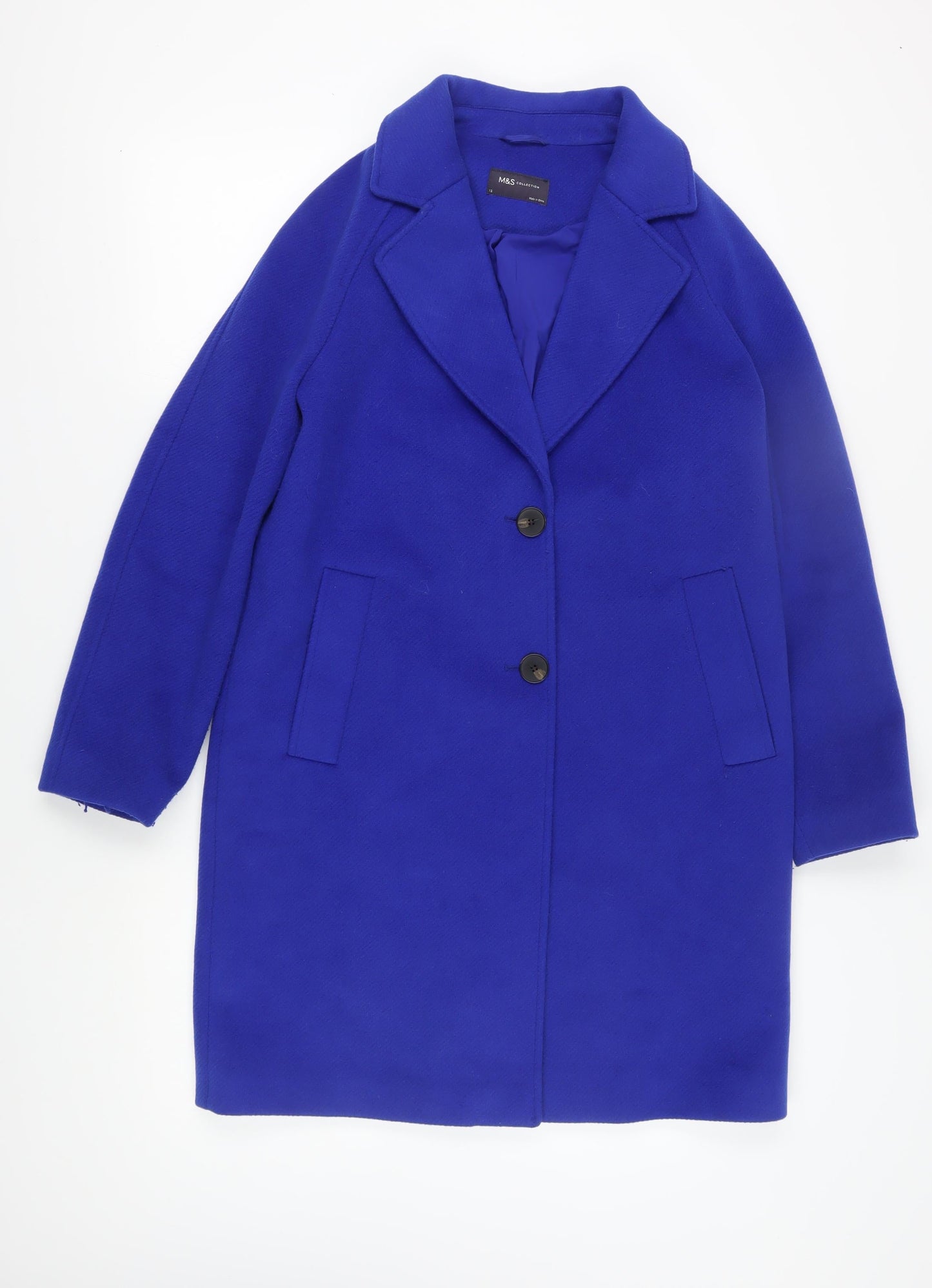 Marks and Spencer Women's Blue Overcoat - Size 12