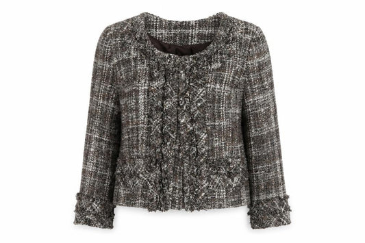 Malvin Women's Brown Plaid Boucle Blazer Size 10