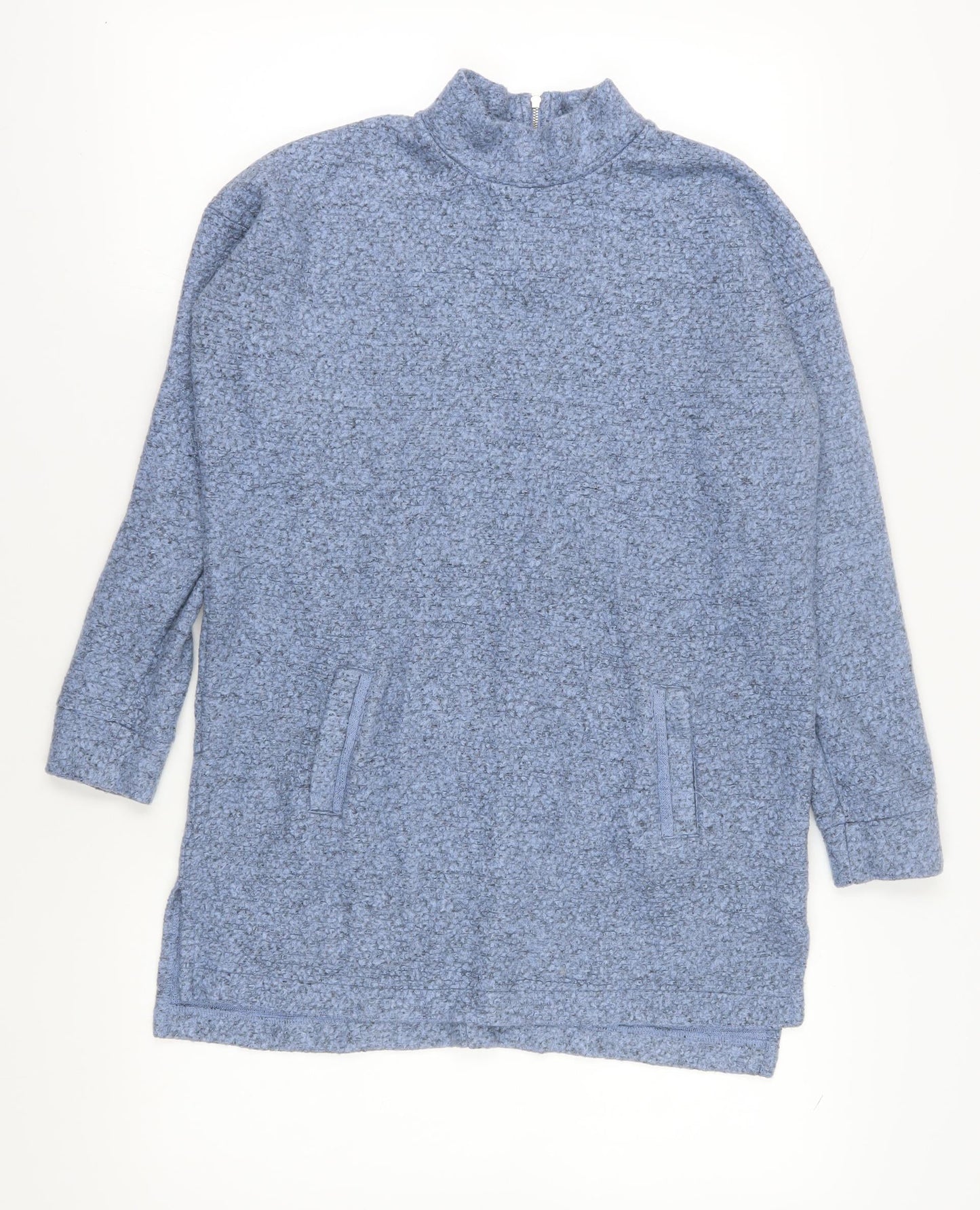 Next Women's Blue Knit Jersey Mock Neck Top - Size 10