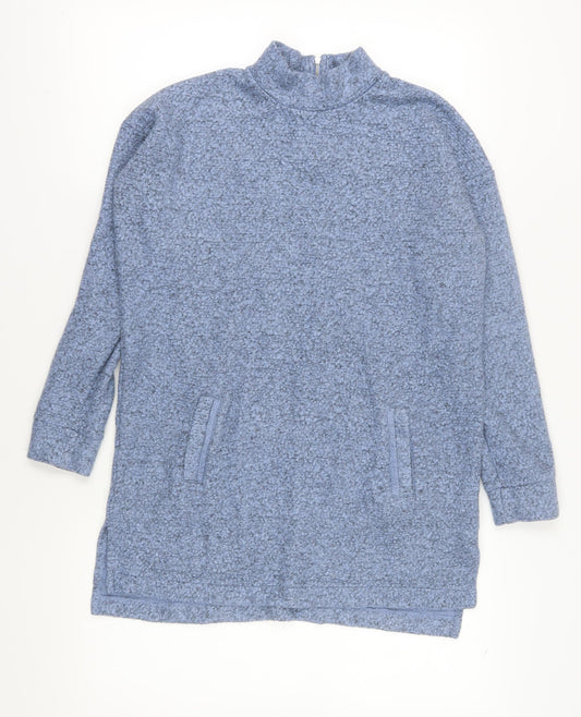Next Women's Blue Knit Jersey Mock Neck Top - Size 10