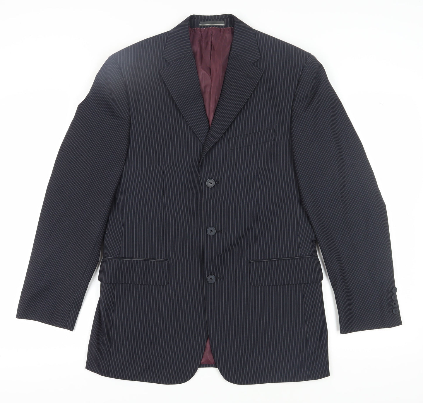 Greenwoods Men's Black Striped Blazer, Size 38R, Formal