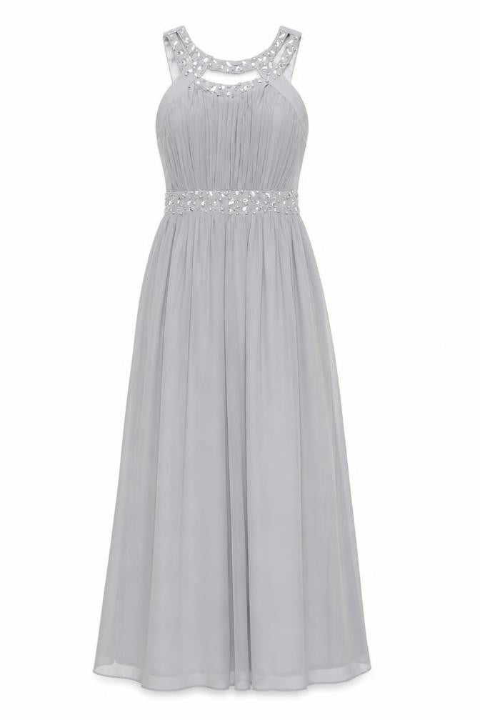 Quiz Women's Grey A-Line Sleeveless Long Dress