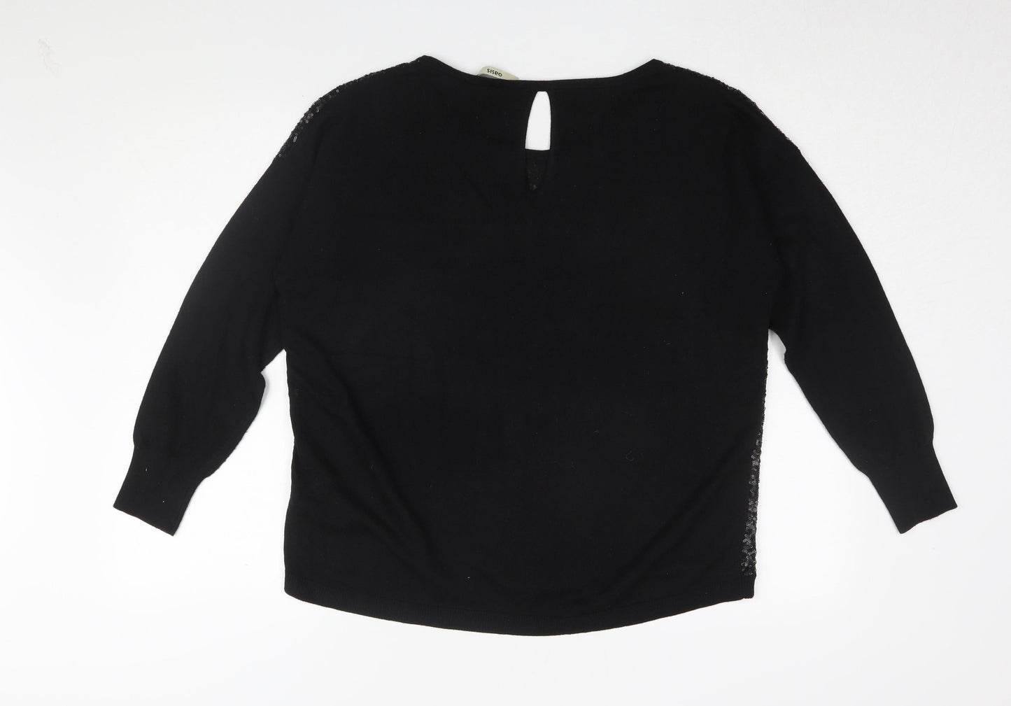 Oasis Women's Black Sequin Blouse M - Party Top