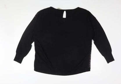 Oasis Women's Black Sequin Blouse M - Party Top