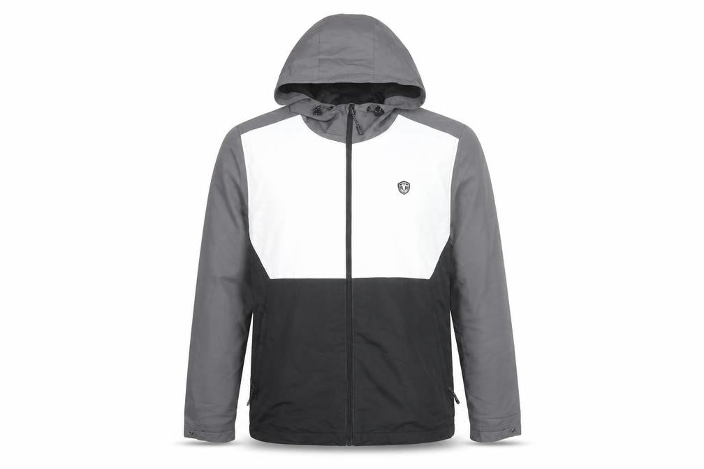 Next Men's Black Grey Jacket M Hooded Windbreaker