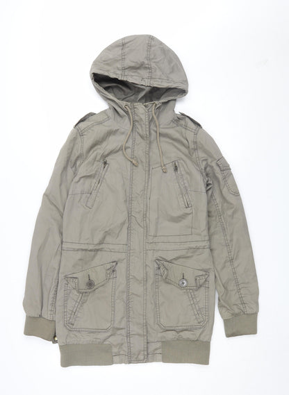H&M Women's Grey Parka Jacket, Size 10, Autumn Style