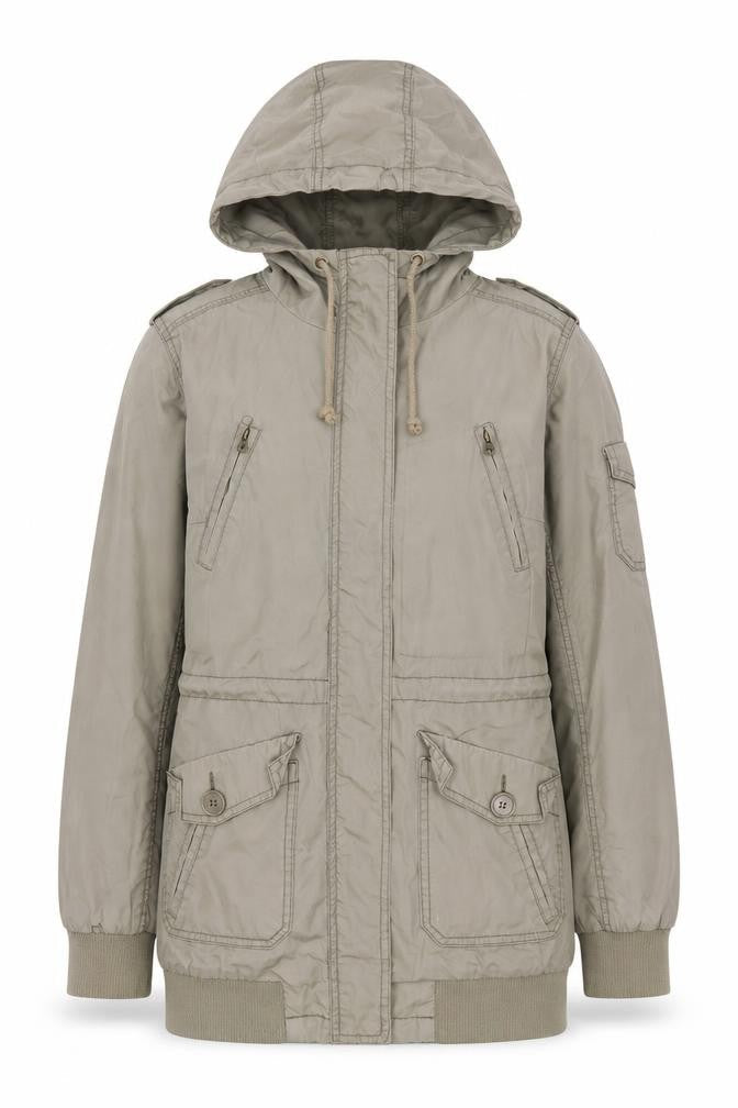 H&M Women's Grey Parka Jacket, Size 10, Autumn Style