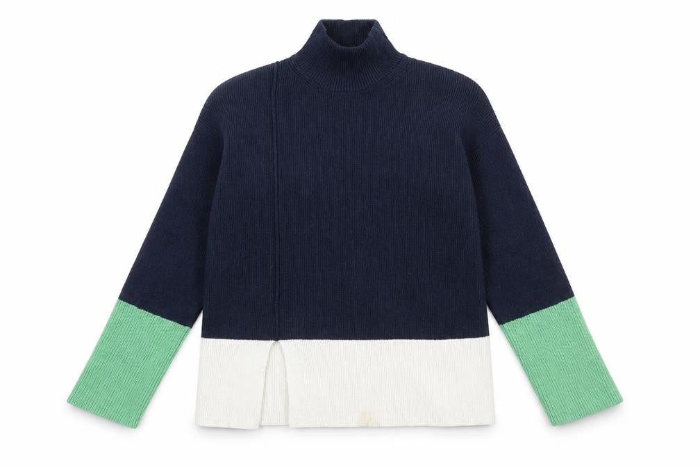 Marks & Spencer Women's Blue High Neck Pullover - M