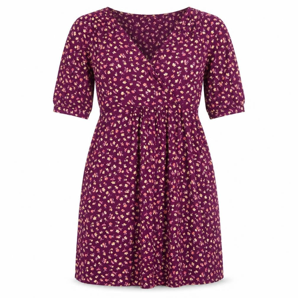 Vertbaudet Women Purple Floral A-Line Dress Size 8