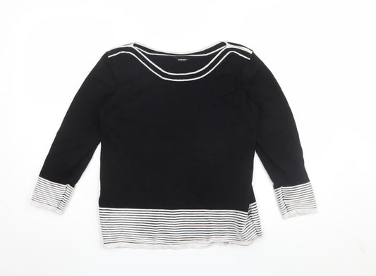 Roman Women's Black Stripe 3/4 Sleeve Blouse