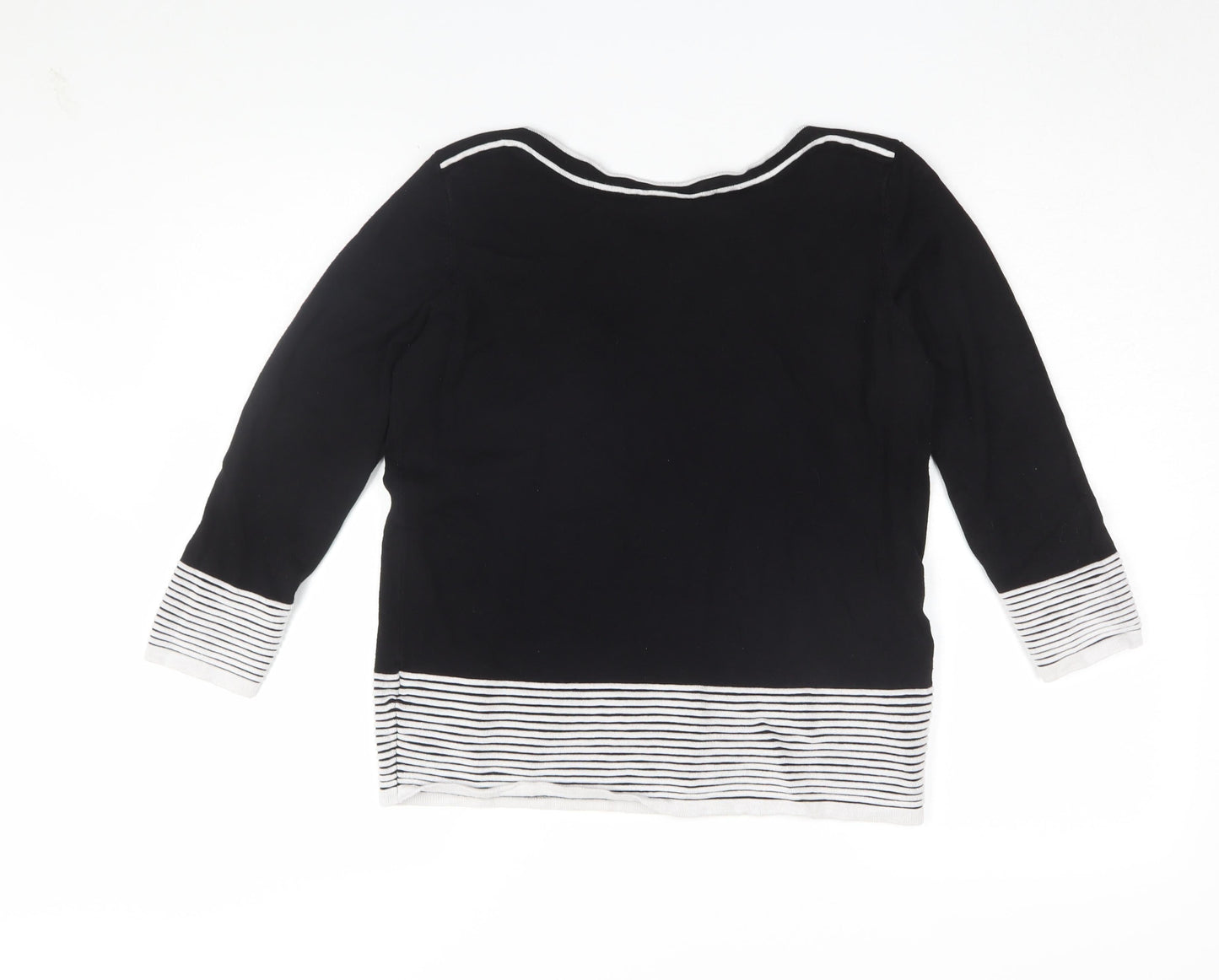 Roman Women's Black Stripe 3/4 Sleeve Blouse